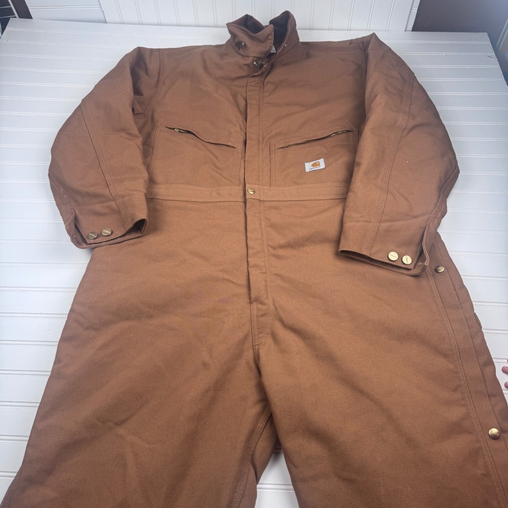 Carhartt Men's 48 Short Coveralls Duck Quilted Lined Insulated Brown
